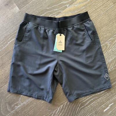 Prana Shorts Black Mojo Men s Size Large 10'' Inseam Elastic Waist NEW