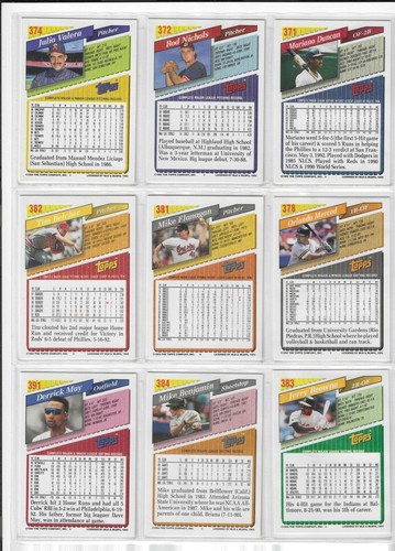 1993 Topps Baseball card singles #1 - 396 U Pick - Picture 393 of 400