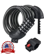 Candado de Cable para Bicicleta 5 Dígitos Cable de Seguridad Enrollado NUEVO US