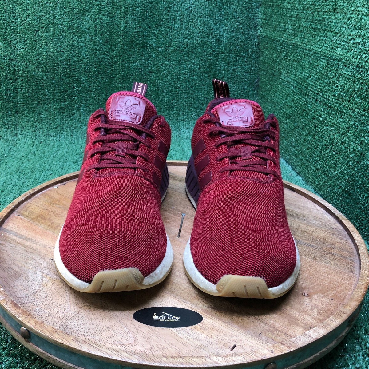 Adidas Men NMD R2 Burgundy Maroon White Gum Running Shoes Sneaker Size 12  CQ2404