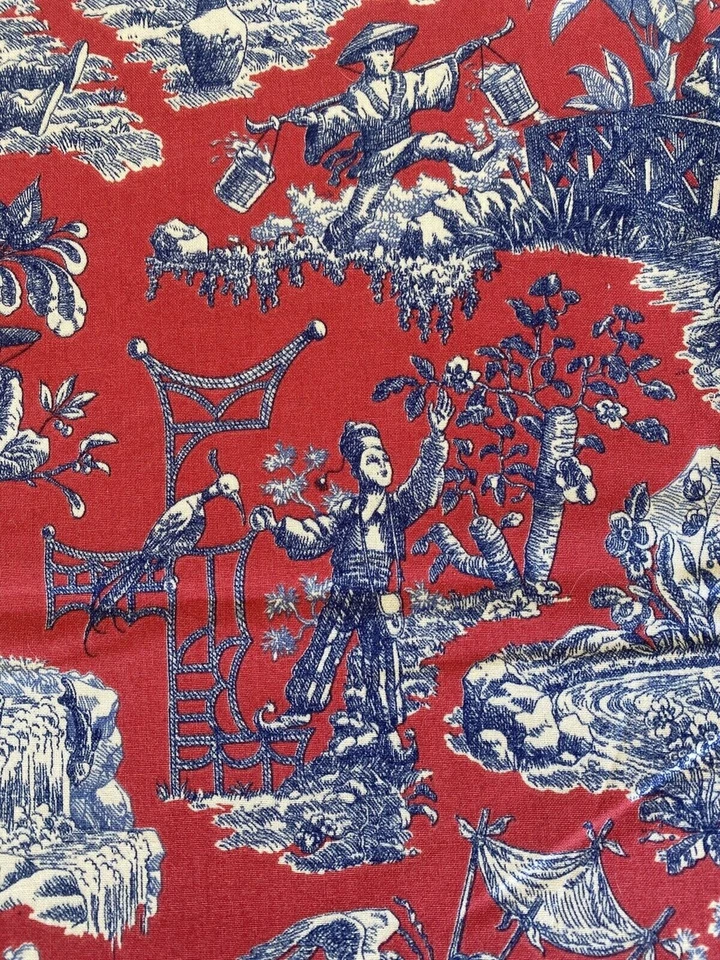 Toile de algodón "Indochine" exclusivo de Duralee Fabrics rojo chinoiserie 1,5 yardas Foto 2 de 4
