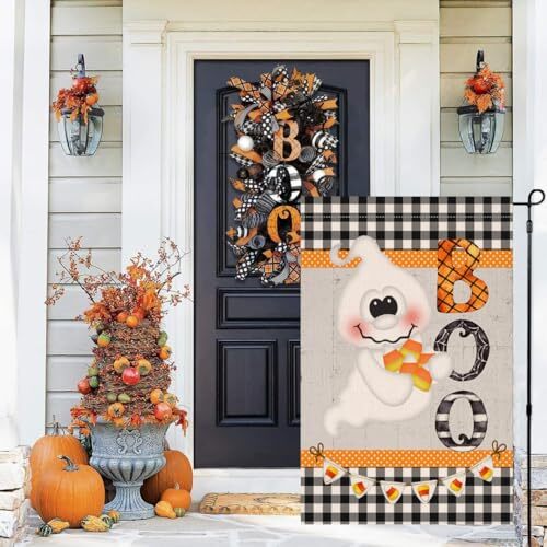 Halloween Ghost Boo Garden Flag 12x18 Double Sided for Outside, Fall Autumn - Bild 2 von 6