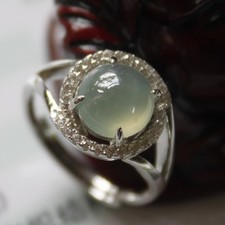 Size 5 1/4 CERTIFIED Natural JADE Grade A Icy Jadeite 925 Silver Ring S003