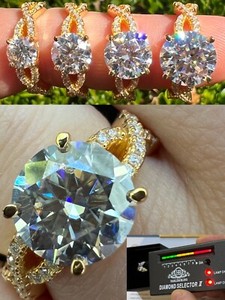 Authentic Moissanite Engagement Infinity Promise Ring 14k Gold Plated Real 925 Silver