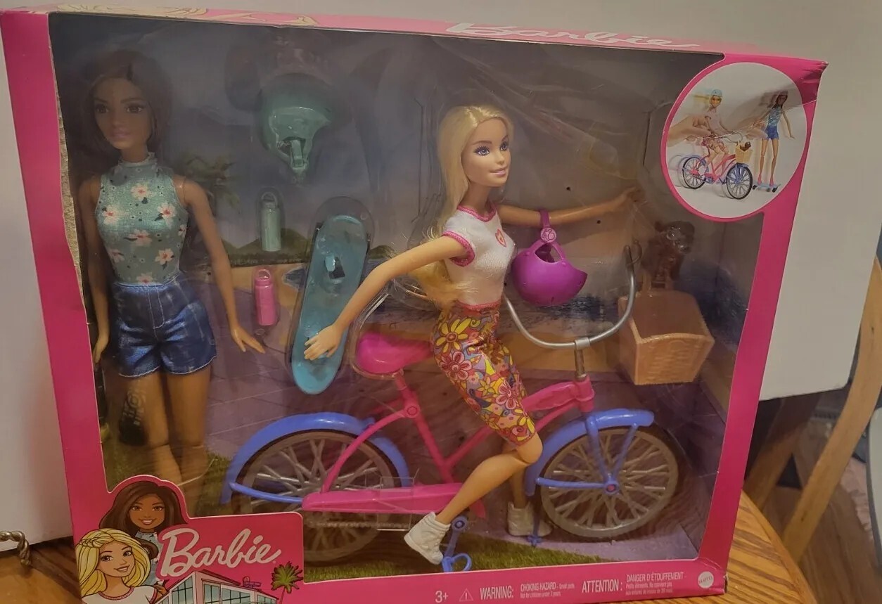 Barbie Outdoor Bike Playset Bundle( 2 Dolls) NIB