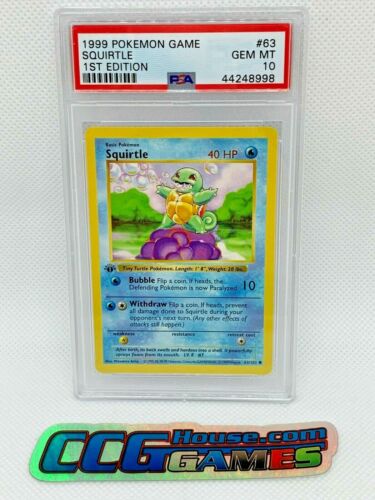 Pokemon Squirtle #63 1st Edition 1999 Thick Stamp PSA GEM MINT 10 *CCGHouse* - Picture 1 of 6