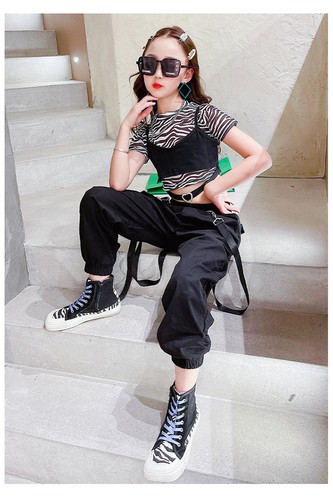 Black Cargo Pants Summer Streetwear Hip Hop Sweat Pants With Chain for Girls - Picture 11 of 13