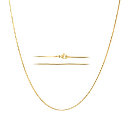 Collar de cadena caja de acero inoxidable KISPER 24k oro 24k 1,2 mm con broche de langosta - Imagen 16 de 16