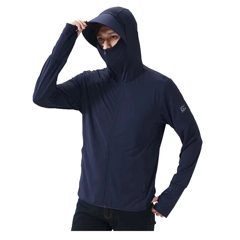 Manga Larga Sudadera con Capucha Verano Protección UV Secado Rápido Ropa Hombres Chaqueta con Capucha Foto 3 de 4