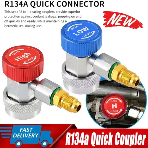 2x Car Quick R134A Low High Coupler Connector Adapter 1/4" SAE AC Manifold Gauge - Bild 2 von 12