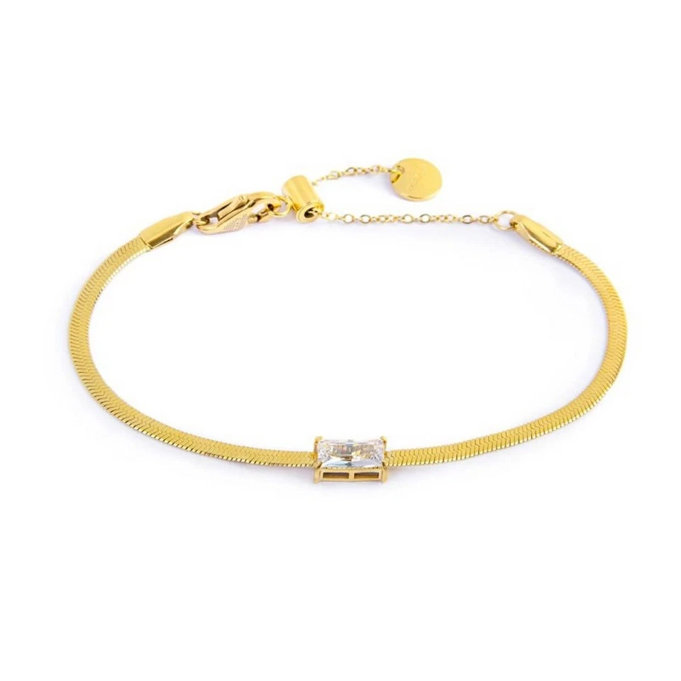 Bracelet Snake D'Or Femme Marlù Cristal Baguette Blanc 31BR0010G-W - Photo 1/1