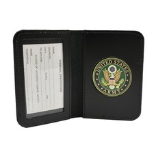 U S Army Leather Military ID Card Holder Contractor License Credit Case Wallet