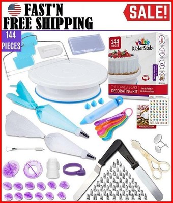 144 Pcs Kit de decoración para tartas de cocina Boquillas Rusas