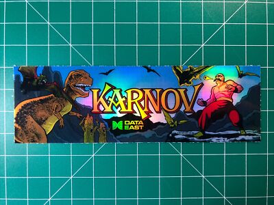 Karnov Arcade Marquee 1.75x5.65  Sticker Decal Holographic Glossy Vinyl
