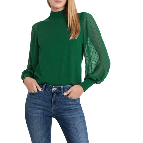 Maglione CeCe Clip Dot Sleeve, top festa di Natale, verde, taglia small nuovo con etichette - Foto 4 di 10