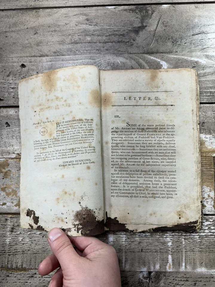 1800 RARE Pamphlet "Letter from Alexander Hamilton on Character of John Adams" - Image 4 of 4