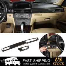 Carbon Fiber ABS Interior Dashboard Panel Cover Trim For BMW 3 E90 E92 E93 05-12