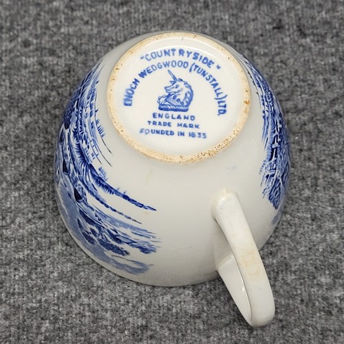 Enoch Wedgwood Tunstall Ldt Tea Cup & Saucer Blue Countryside England 3.5" - Picture 6 of 13