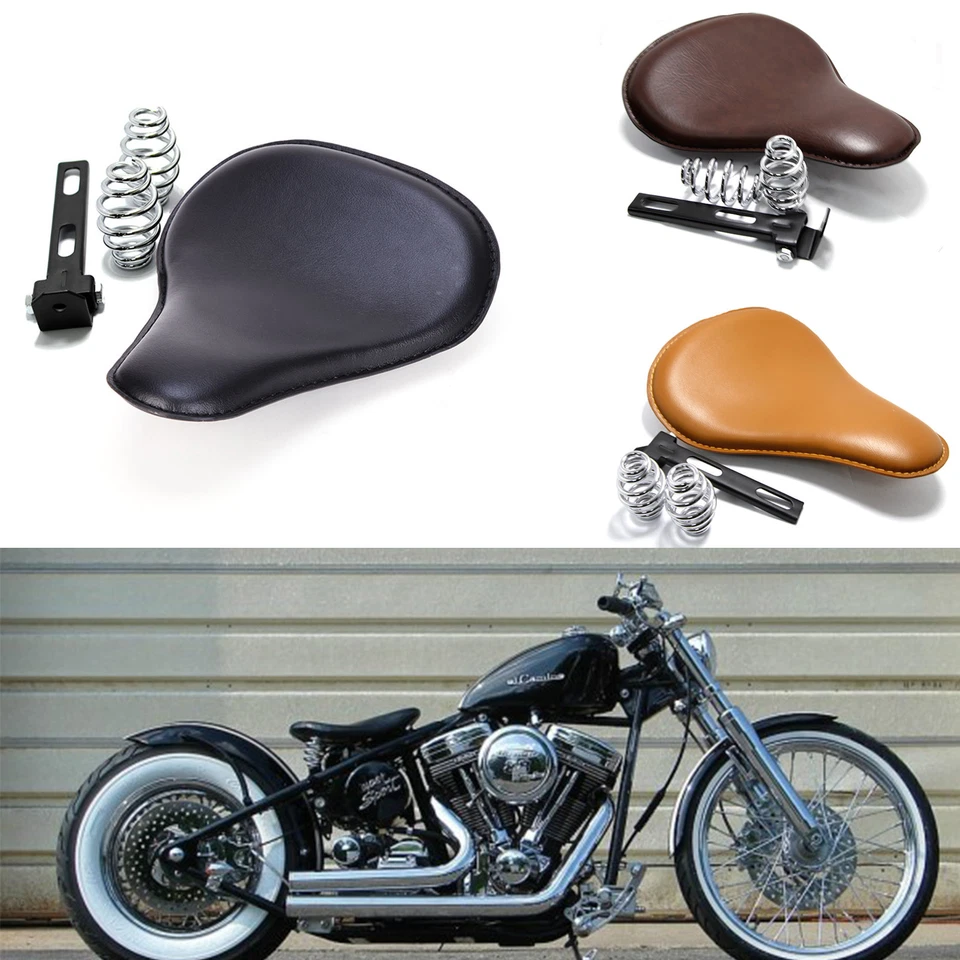 Black Motorcycle Spring Solo Seat For 1986-2017 Harley Davidson Heritage Softail - Image 2 of 4