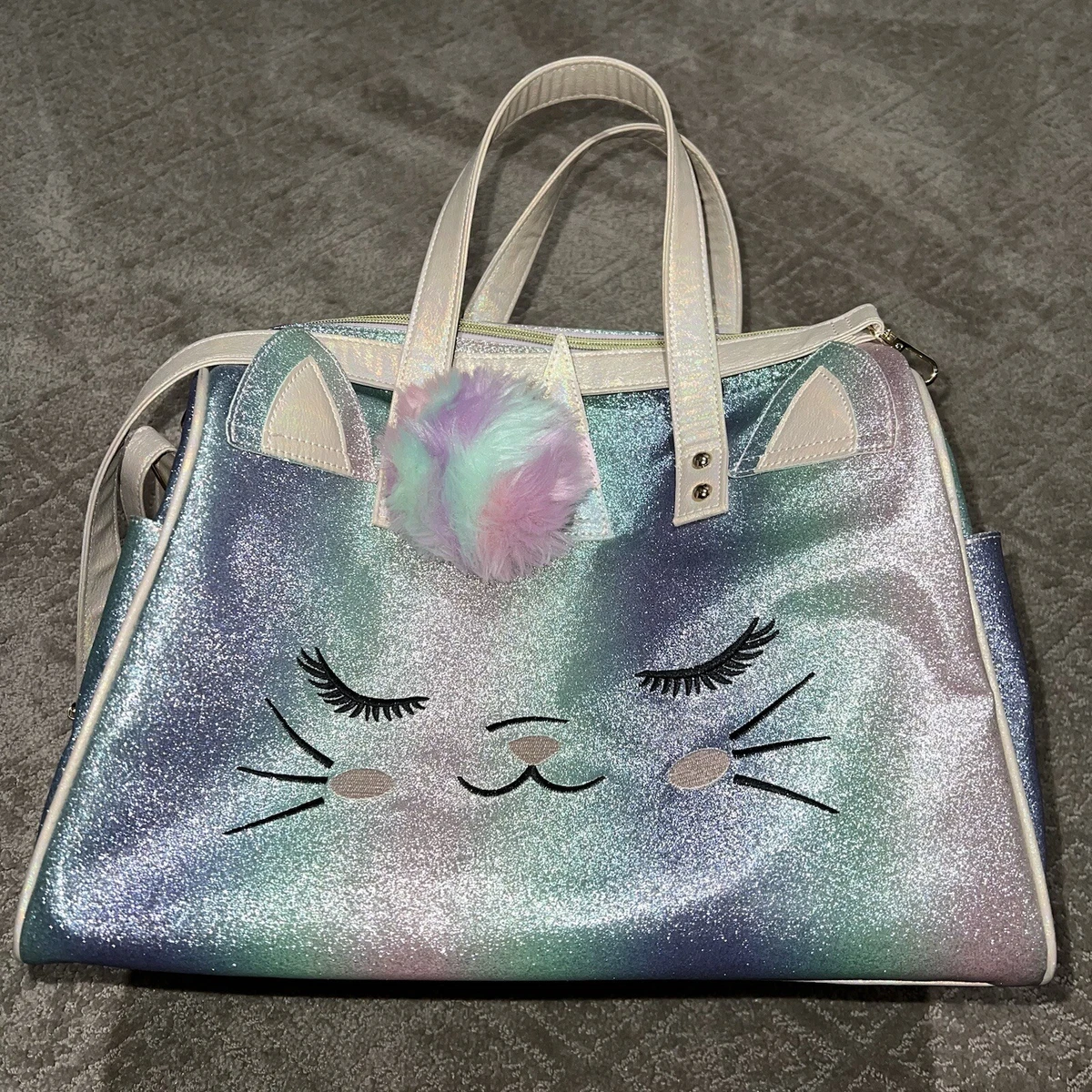 Under One Sky Unicorn Kitty Cat Duffle Tote Travel Gym Bag With