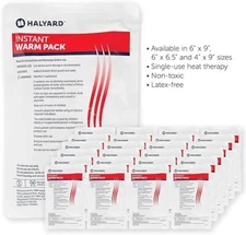 HALYARD Hot Compress Disposable Instant Warm Packs 6 x 9 Inches 24 Packs 51775