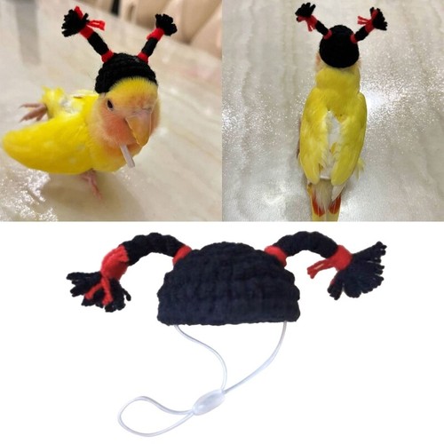 Small Pet Knit Hat Fun Costume Accessory Bird Hats with Upright Braids Decor - Zdjęcie 2 z 8