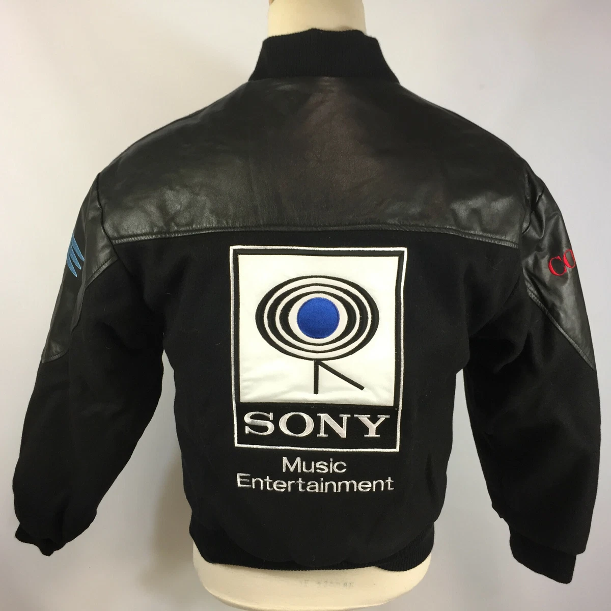 Vintage 80s 90s Sony Epic Leather Wool Letterman Coat Jacket Grunge Surf  Skate