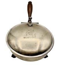 Silverplate Silent Butler Crumb Catcher w/ Etched Dragon Horse Vintage EPC 300