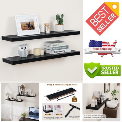 Rustic Floating Shelves Set of 2 - 36'' Long with 9.3'' Depth for Elegant Storage