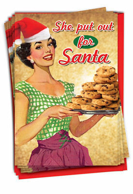 12 Funny Christmas Cards (1 Design, 12 Cards) - She Put Out for Santa