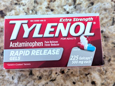 Tylenol Extra Strength Rapid Release 500mg Pain Reliever 225 Gelcaps exp:12/25+
