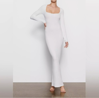 SKIMS Long Sleeve Dress | White | XL | Soft Lounge SKIMS Long Sleeve Dress | White | XL | Soft Lounge