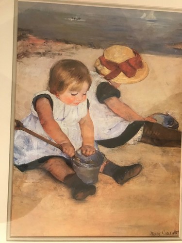 Mary Cassatt Vintage Art Wooden Framed Print "Children Playing on the Beach" - Picture 2 of 4