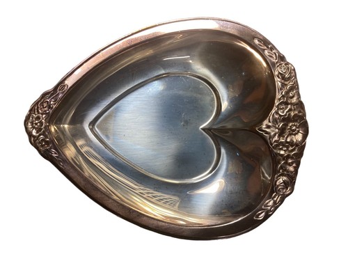 Laurel Mist Deep Silver Inlaid Serving Spoon Candy Dish vintage in box - Picture 7 of 12