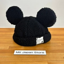 Tokyo Disney Resort Mickey Mouse Ears HeadBand Fluffy Cap Boa Hat Black Used