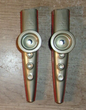 Vtg Kazoos Red  Silver Metal Musical Instrument Kazoo Co. Vintage Made Eden NY