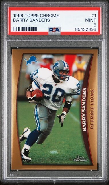 1998 Topps Chrome #1 Barry Sanders HOF PSA 9 MINT Detroit Lions Graded Football