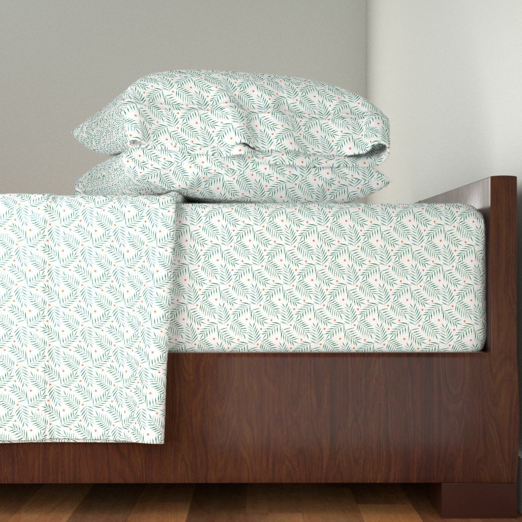 Tropical Tropical Botanical verde rosso 100% Cotton Sateen Sheet Set by Roostery Tropical Tropical Botanical verde rosso 100% Cotton Sateen Sheet Set by Roostery