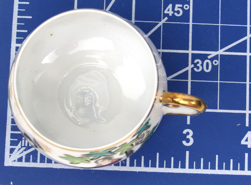 Vint KUTANI, tazza da tè e piattino porcellana guscio d'uovo Demitasse geisha litofano - Foto 11 di 11