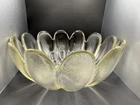 Blenko Pale Amber Lotus 14 Petal Flower Bowl 10.5” Large MCM Art Glass