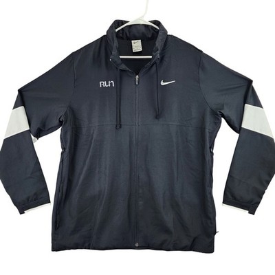 Nike Dri-Fit Running Jacket Full Zip Athletic Track Coat Men's XL Black