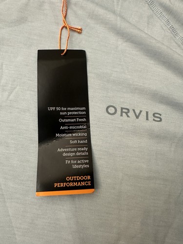Neu mit Etikett Orvis hellblauer Herrenpullover Größe XL Sun Defense Performance UPF 50 - Bild 2 von 7