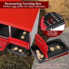 LEADZM Chicken Nesting Boxes 3 Hole Metal Chicken Egg Laying Box