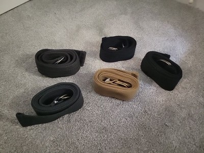 Lot of Men's 5  - Long D- Ring Big Canvas/Fabric Belts  (Sizes 48, 51, 52, 54).