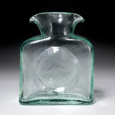 Blenko Light Green Glass 384 Water Pitcher Double Spout Carafe 8in.