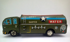 NOMURA JAPAN TIN LITHO FRICTION U.S. ARMY WATER TANKER TOY DENTS  IMPERFECTIONS