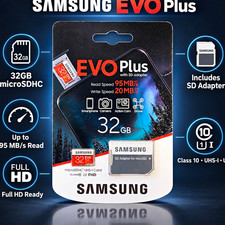 Samsung EVO Plus 32GB microSDHC UHS-I Class 10 Card w/ SD Adapter, Waterproof