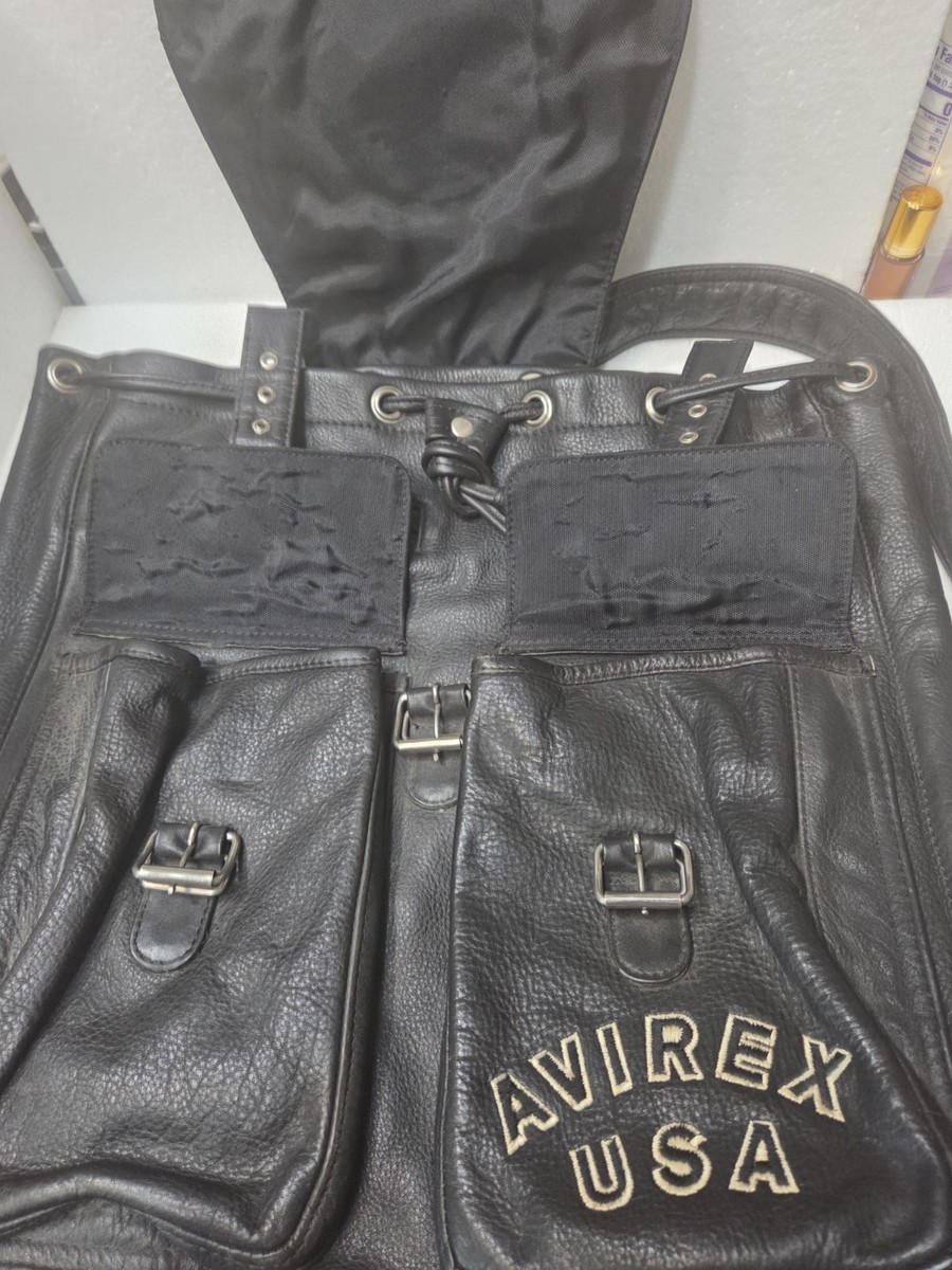 RARE! Avirex Leather VTG USA Style Motorcycle Backpack Rucksack