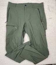 The North Face Mens Hiking Pants Vented Breathable 36 Green Zipper Pockets