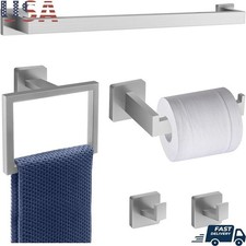 5 Piece Bathroom Accessories Set Towel Bar Toilet Paper Holder Hand Towel Hook